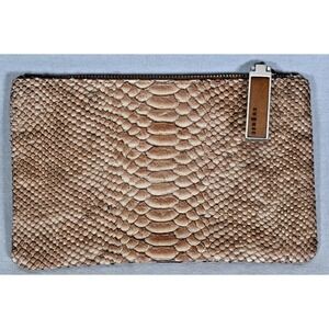August Snakeskin Clutch Purse Zipper Handbag Vintage Style 7-7/8"